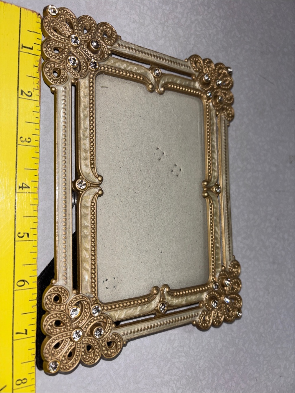 Elegant Taupe and White Crystal Decorative Photo Frame 5x7 - Picture 4 of 6